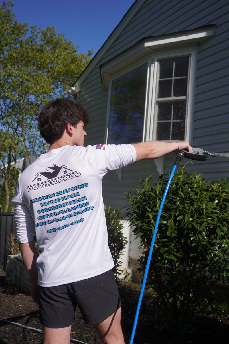 Pressure washing concrete